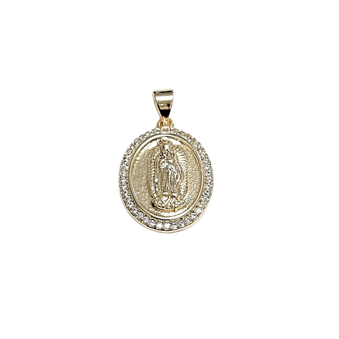 VIRGEN | Dije ovalado mediano | Laminado en oro - Imagen 2