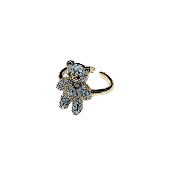 OSITO AZULITO   |    Anillo ajustable - talla aprox. 7 - 9    |     Laminado en oro - Imagen 2