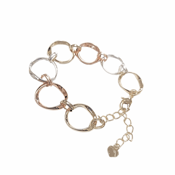 CIRCULAR FLORENTINA   |    Pulsera de eslabones grandes - 21 cm de largo + 10 cm de extensor aprox.    |    Laminada en oro y rodio - Imagen 7
