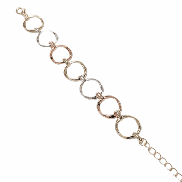 CIRCULAR FLORENTINA   |    Pulsera de eslabones grandes - 21 cm de largo + 10 cm de extensor aprox.    |    Laminada en oro y rodio - Imagen 4