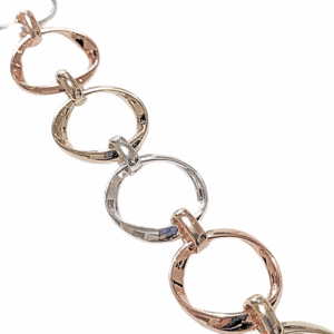 CIRCULAR FLORENTINA   |    Pulsera de eslabones grandes - 21 cm de largo + 10 cm de extensor aprox.    |    Laminada en oro y rodio