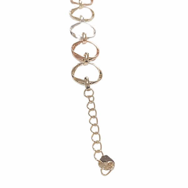 CIRCULAR FLORENTINA   |    Pulsera de eslabones grandes - 21 cm de largo + 10 cm de extensor aprox.    |    Laminada en oro y rodio - Imagen 3