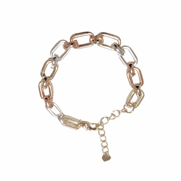 OVALADA FLORENTINA   |    Pulsera gruesa - 20 cm de largo + 10 cm de extensor aprox.    |    Laminada en oro y rodio