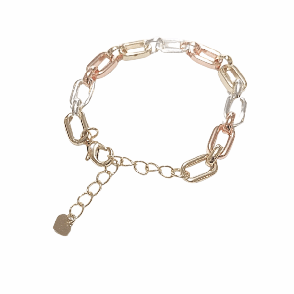 OVALADA FLORENTINA   |    Pulsera gruesa - 20 cm de largo + 10 cm de extensor aprox.    |    Laminada en oro y rodio - Imagen 5