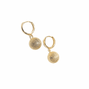 BOLITAS DIAMANTADAS    |    Aretes huggies colgantes  - Talla M    |    Laminado oro