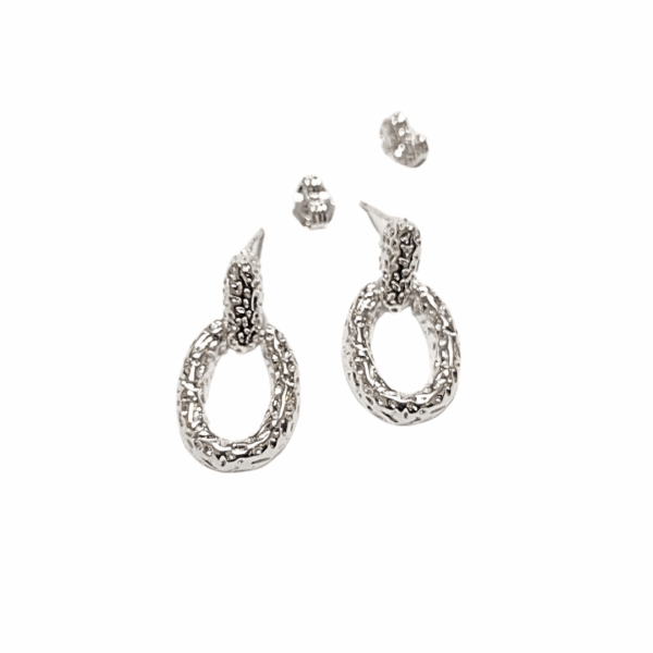 PILITOS PLATEADOS     |    Aretes pegaditos - Talla Med   |    Laminado en rodio - Imagen 2