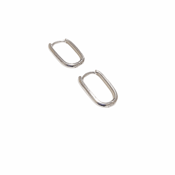 ALARGADOS OVALADOS    |    Aretes huggies tipo arracadas - Talla Med    |    Laminado en rodio - Imagen 4