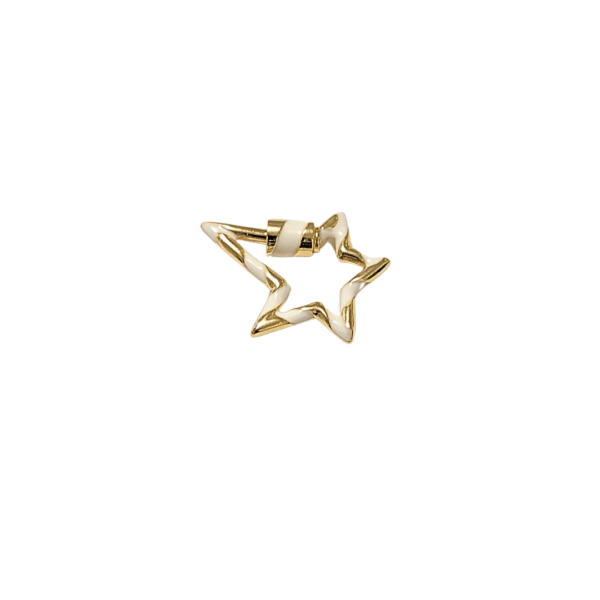 SILUETA ESTRELLA DESIGUAL BLANCA   |    Dije / llavero - mediano    |     Laminado en oro, esmaltado - Imagen 2