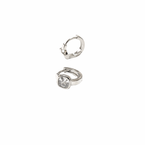 LALITOS DE CUADRITOS  |    Aretes tipo huggies - chicos   |   Laminado en rodio - Imagen 2