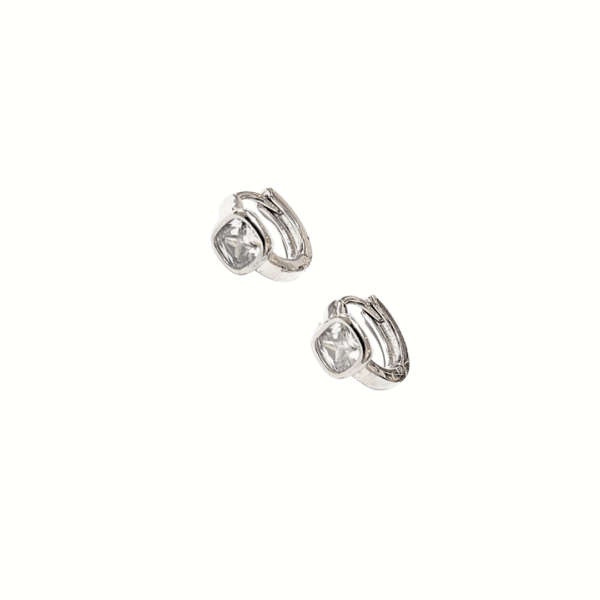 LALITOS DE CUADRITOS  |    Aretes tipo huggies - chicos   |   Laminado en rodio - Imagen 3