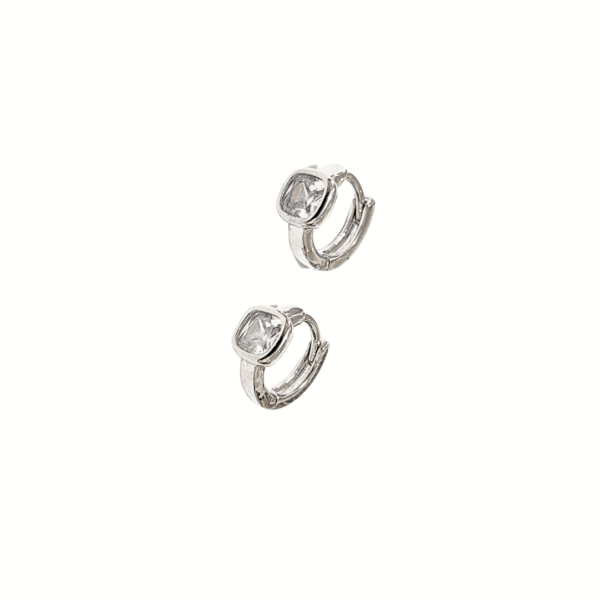 LALITOS DE CUADRITOS  |    Aretes tipo huggies - chicos   |   Laminado en rodio