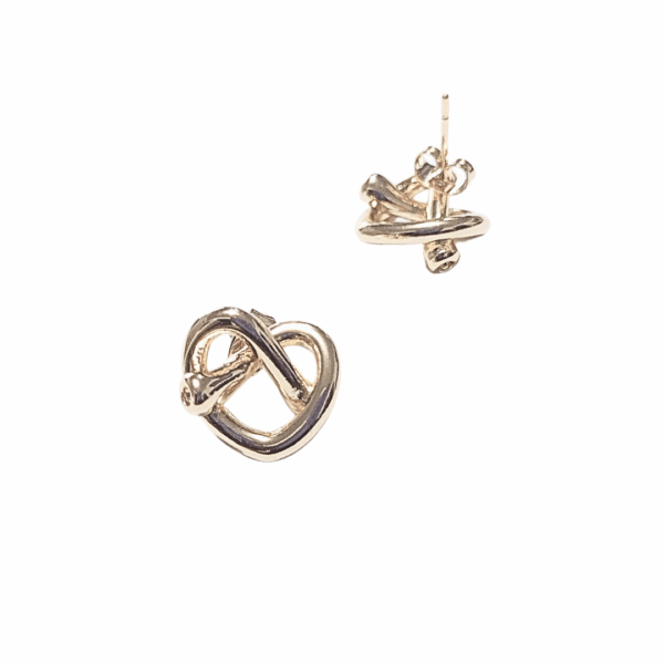 CORAZÓN DE LAZO CRUZADO    |    Aretes pegaditos - Chicos   |    Laminado en oro - Imagen 2