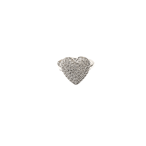 CORAZÓN CON PIEDRAS   |   Arete simulador - Mediano   |    Laminado en rodio - Imagen 2
