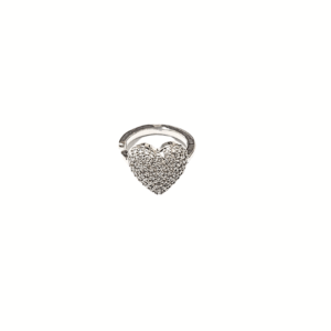 CORAZÓN CON PIEDRAS   |   Arete simulador - Mediano   |    Laminado en rodio