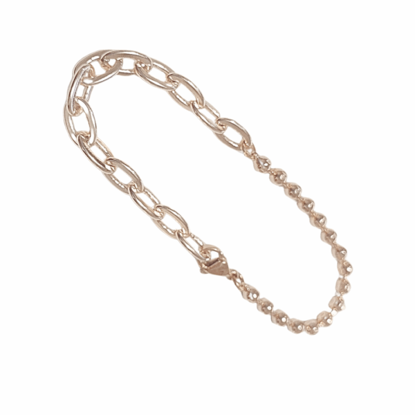 OVALADA CON BOLITAS   |    Pulsera - 19 cm de largo, aprox.    |    Laminada en oro - Imagen 2