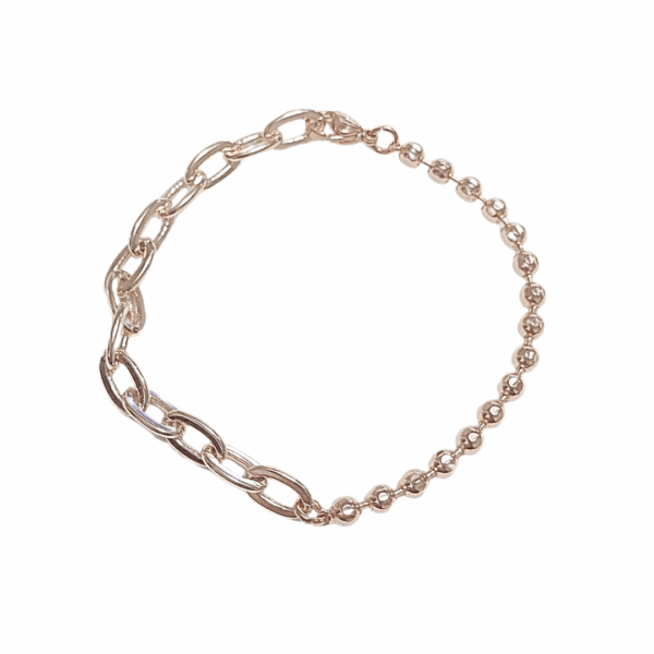 OVALADA CON BOLITAS   |    Pulsera - 19 cm de largo, aprox.    |    Laminada en oro - Imagen 4