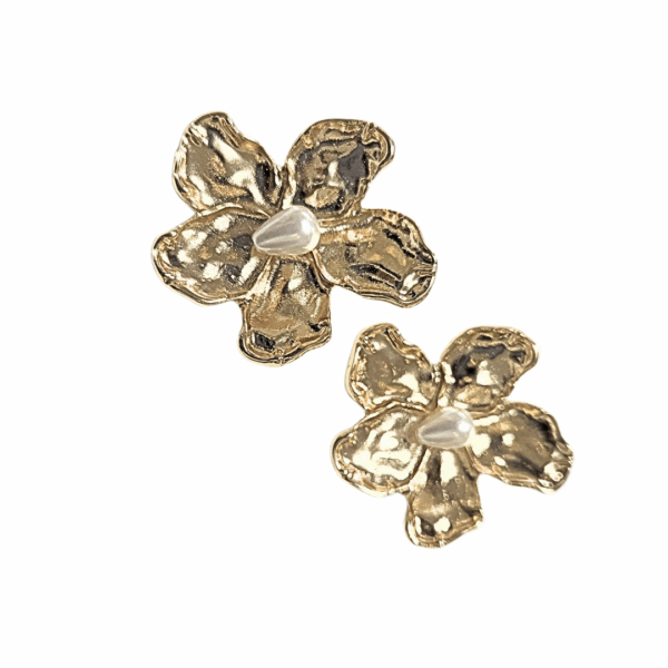 FLORES ABIERTAS   |    Aretes pegaditos - Grandes   |    Laminado en oro - Imagen 3