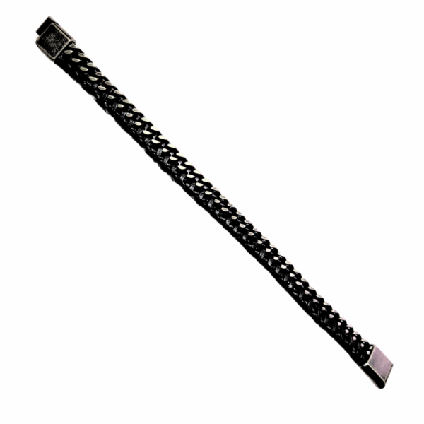 NEGRA VINYAGE  |    Pulsera trenzada - Talla M - 21 cm    |    Acero inoxidable y caucho - Imagen 6