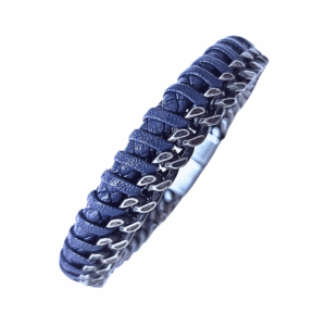 AZUL VINYAGE  |    Pulsera trenzada - Talla M - 21 cm    |    Acero inoxidable y caucho
