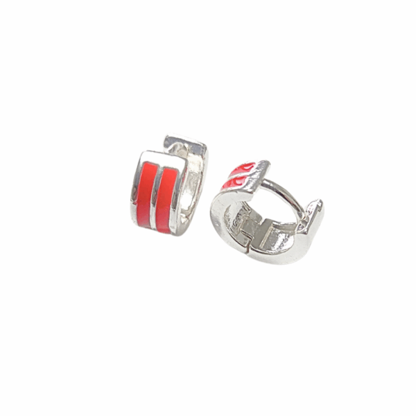 DOBLE LÍNEA ROJA   |   Aretes huggies tipo arracada - chicos   |   Laminado en oro - Imagen 2