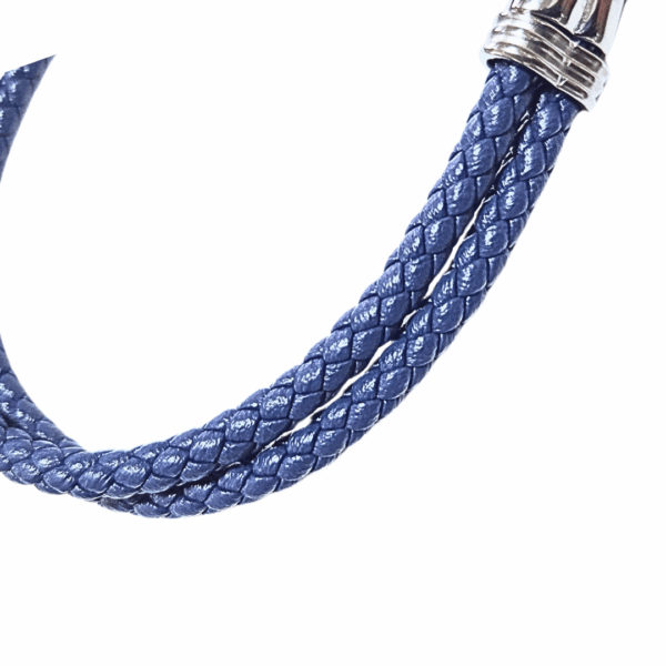 AZUL ANCLA PLATEADA   |    Pulsera trenzada, con broche - Talla: Mediana   |   Acero inoxidable y piel - Imagen 4