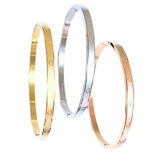 FIN DE SEMANA CON CORAZONES   |    Pulseras delgadas - Talla: ch/med   |   Acero inoxidable
