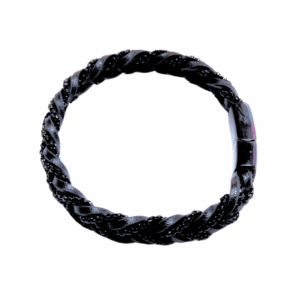 ABANDA NEGRA   |    Pulsera trenzada - Talla M - 21 cm    |    Acero inoxidable y piel