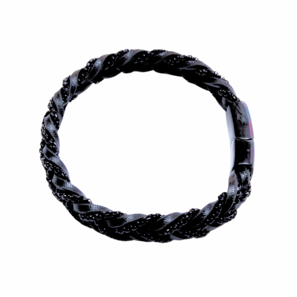 ABANDA NEGRA   |    Pulsera trenzada - Talla M - 21 cm    |    Acero inoxidable y piel - Imagen 5