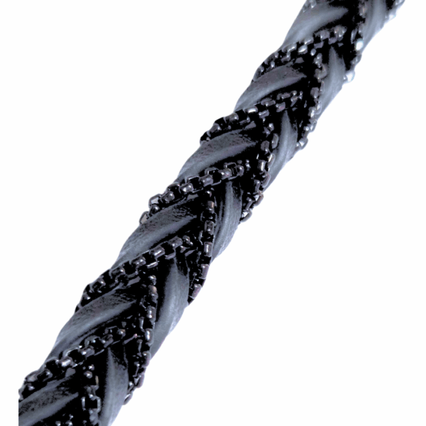 ABANDA NEGRA   |    Pulsera trenzada - Talla M - 21 cm    |    Acero inoxidable y piel - Imagen 2