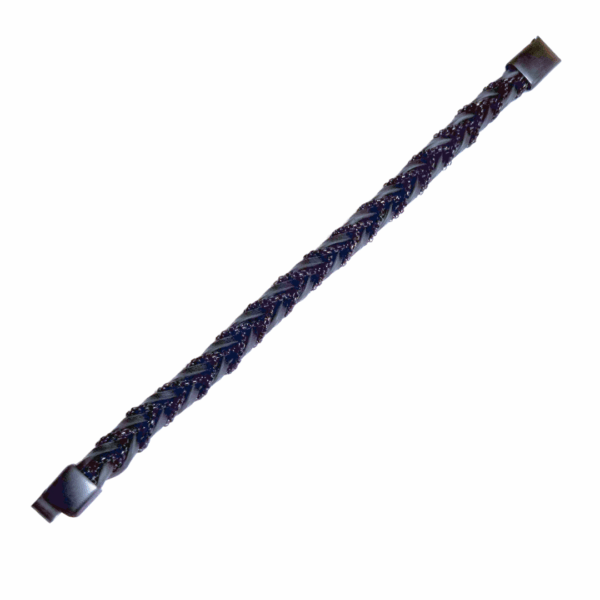 ABANDA NEGRA   |    Pulsera trenzada - Talla M - 21 cm    |    Acero inoxidable y piel - Imagen 3
