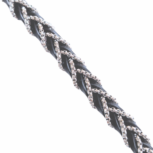 ABANDA NEGRA Y PLATEADA   |    Pulsera trenzada - Talla M - 21 cm    |    Acero inoxidable y piel - Imagen 6