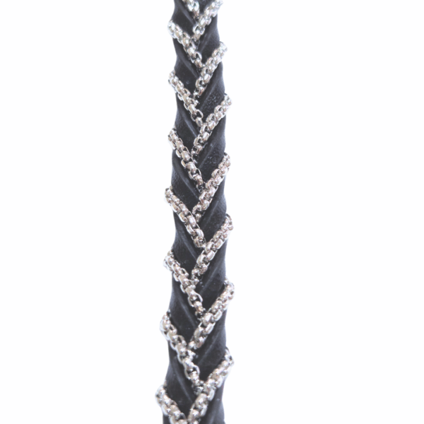 ABANDA NEGRA Y PLATEADA   |    Pulsera trenzada - Talla M - 21 cm    |    Acero inoxidable y piel - Imagen 2