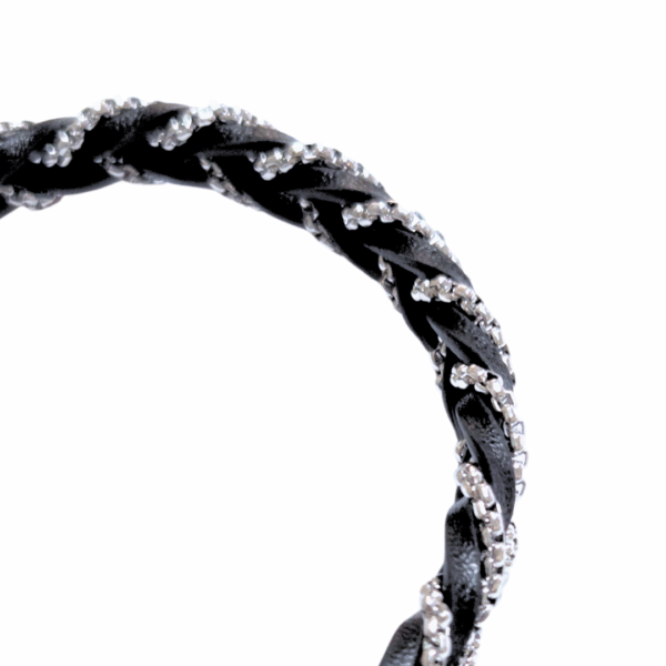 ABANDA NEGRA Y PLATEADA   |    Pulsera trenzada - Talla M - 21 cm    |    Acero inoxidable y piel - Imagen 7