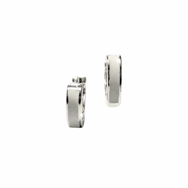 BLANCOS EN "V"  |    Aretes tipo huggies - mediano   |    Laminado en rodio - Imagen 2