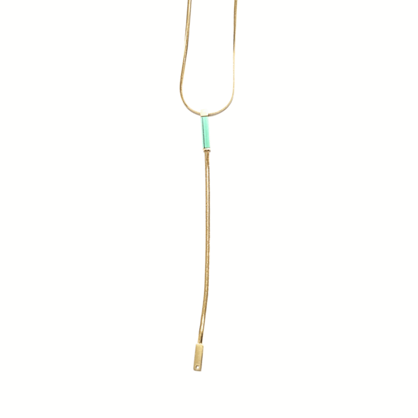 CORBATERO CON PIEDRA VERDE   |    Collar tipo choker delgado - 43 cm de largo + 10 cm de extensor   |    Acero inoxidable - Imagen 4
