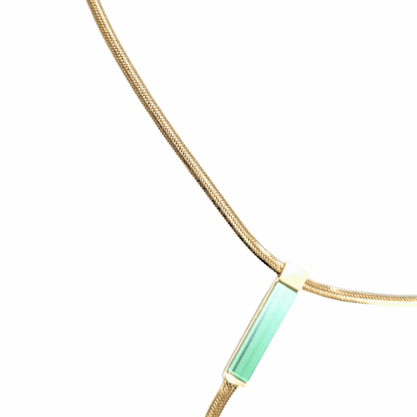 CORBATERO CON PIEDRA VERDE   |    Collar tipo choker delgado - 43 cm de largo + 10 cm de extensor   |    Acero inoxidable - Imagen 5