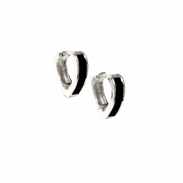 NEGROS EN "V"  |    Aretes tipo huggies - medianos   |    Laminado en rodio - Imagen 2
