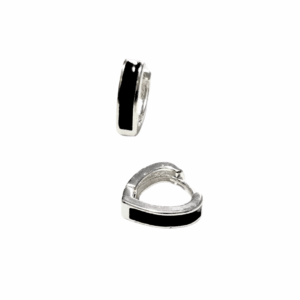 NEGROS EN "V"  |    Aretes tipo huggies - medianos   |    Laminado en rodio