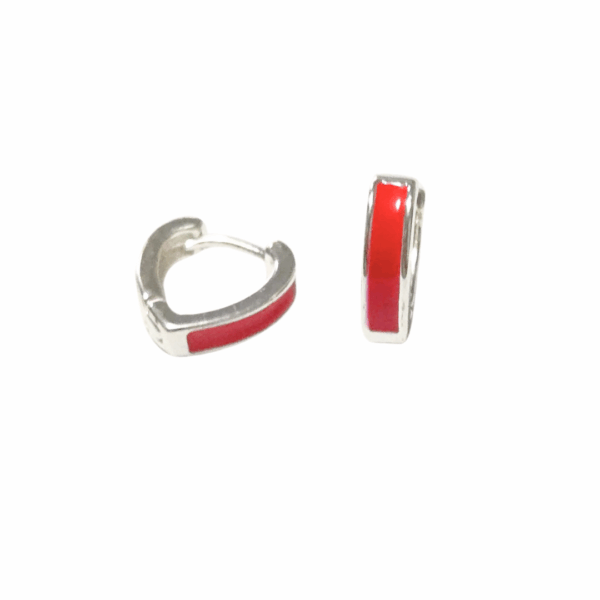 ROJOS EN "V"  |    Aretes tipo huggies - medianos   |    Laminado en rodio - Imagen 3