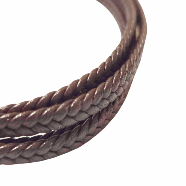 CAFÉ CON ANCLA DORADA   |    Pulsera trenzada - Talla: Mediana   |   Acero inoxidable y caucho - Imagen 4