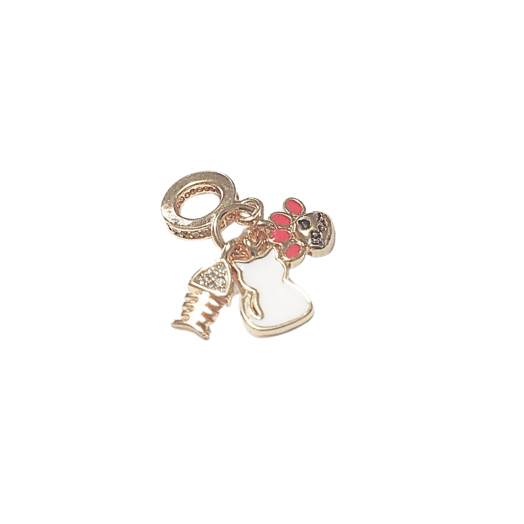 DETALLES DE GATITO BLANCO | Charms - chicos | Laminado en oro