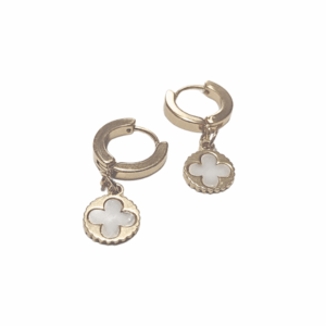 CIRCULO CON FLOW NACARADO   |   Aretes huggies colgantes - Medianos    |   Laminado en oro
