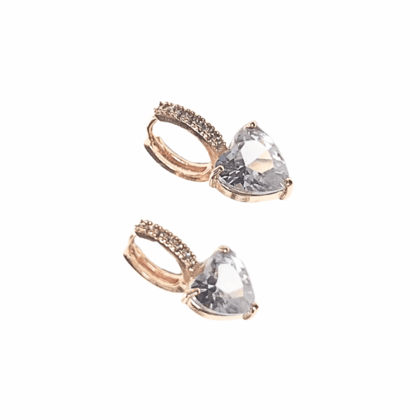 CORAZONES TRANSPARENTES     |    Aretes tipo huggies colgantes - Medianos   |    Laminado en oro