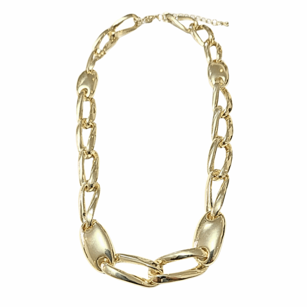 BIG OVAL   |   Cadena de eslabones redondos - 45 cm de largo + 10 cm de extensor    |   Laminado en oro - Imagen 5