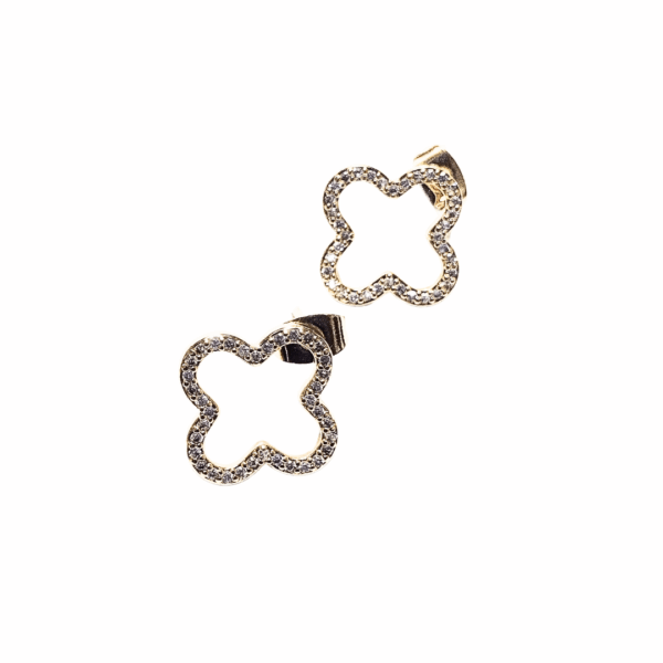 SILUETA FLOWS    |    Aretes pegaditos - Medianos   |    Laminado en oro - Imagen 3