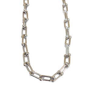 KINDA PLATEADA 55  |    Cadena de eslabones gruesos - 55 cm de largo aprox.    |    Acero inoxidable