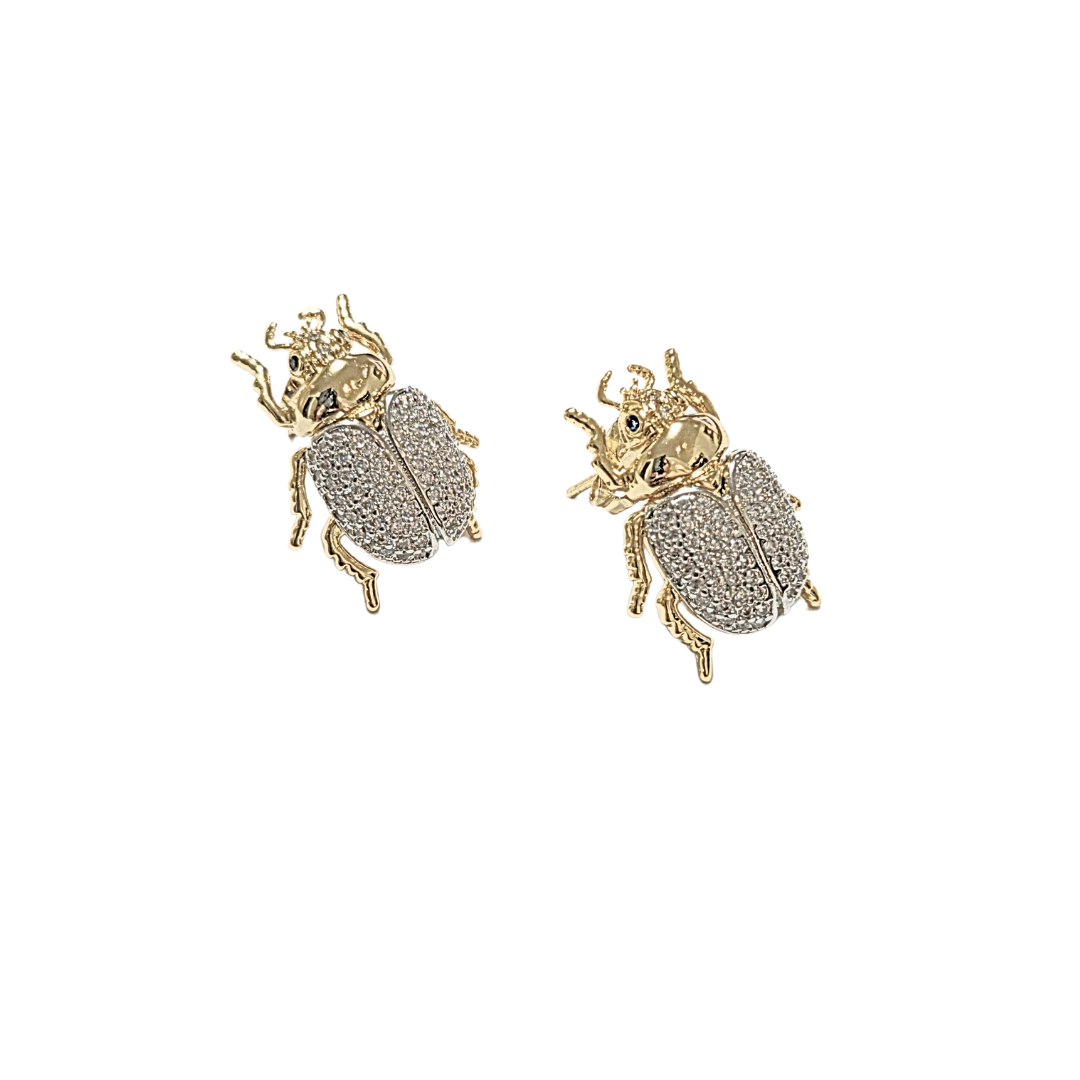 ESCARABAJOS BI-COLOR | Aretes pegaditos - medianos | Acero inoxidable