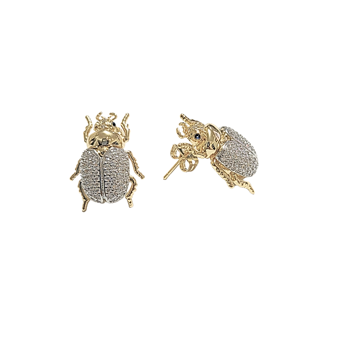 ESCARABAJOS BI-COLOR | Aretes pegaditos - medianos | Acero inoxidable - Imagen 2