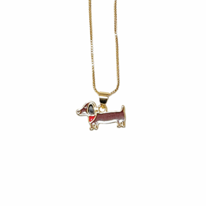 PERRITO SALCHICHA  |   Collar cadena ajustable y dije chico - 45 cm de largo + 1.2 cm de dije   |   Laminado en oro