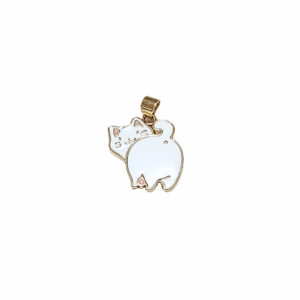 GATITO BOTIJA BLANCO | Dije - Mediano | Laminado en oro